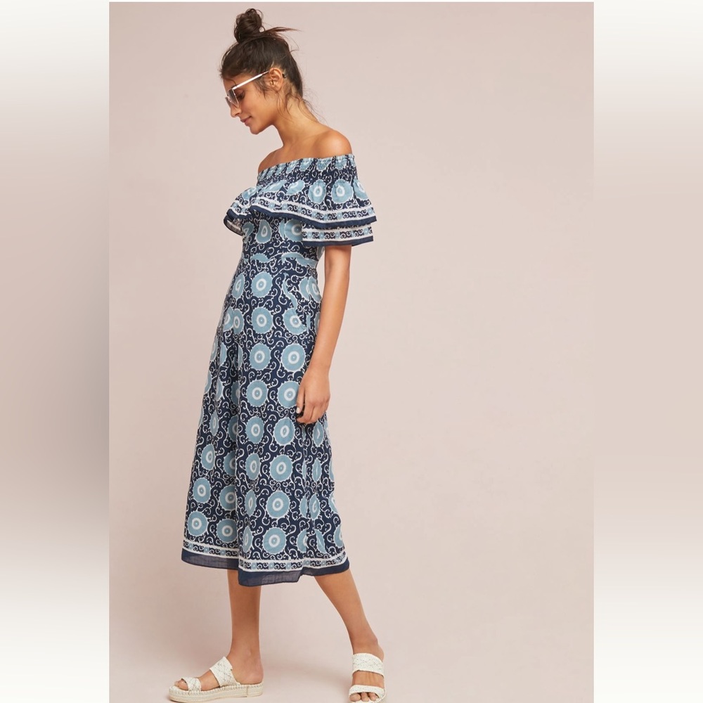 Anthropologie printed cropped jumpsuit